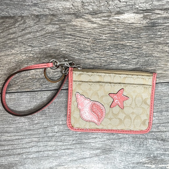Coach Seashell Logo ID Holder Keychain